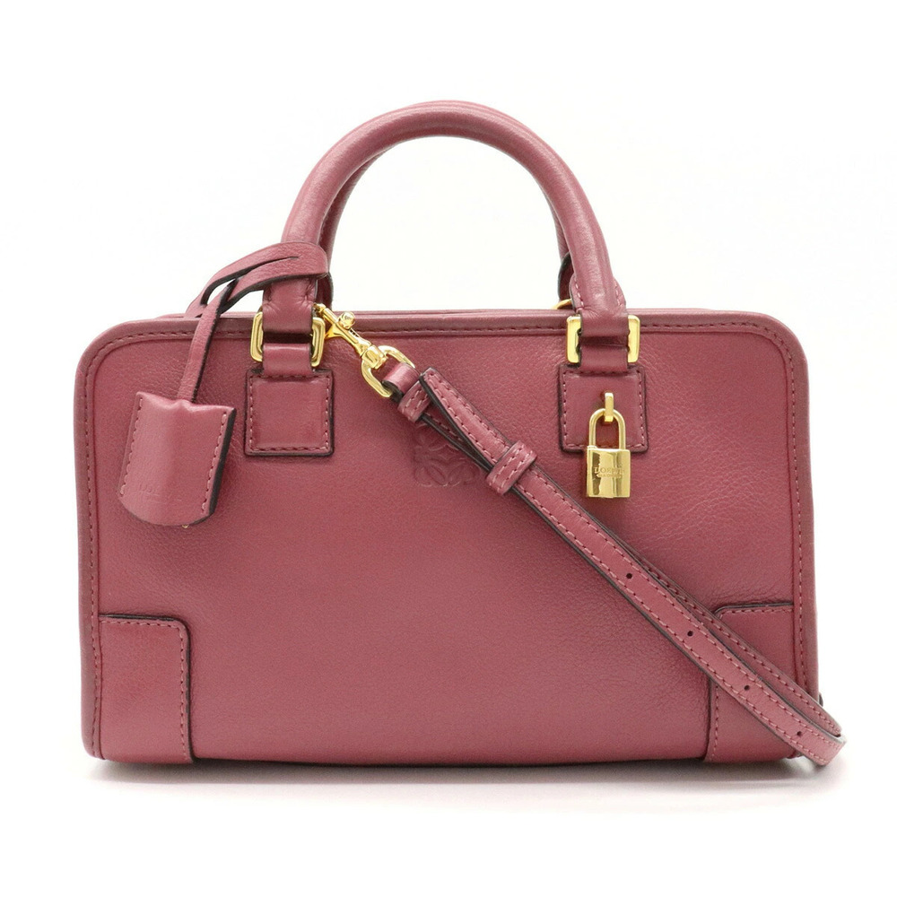 Loewe Amazona Anagram Handbag Boston Shoulder Bag Dark Fuschia Pink